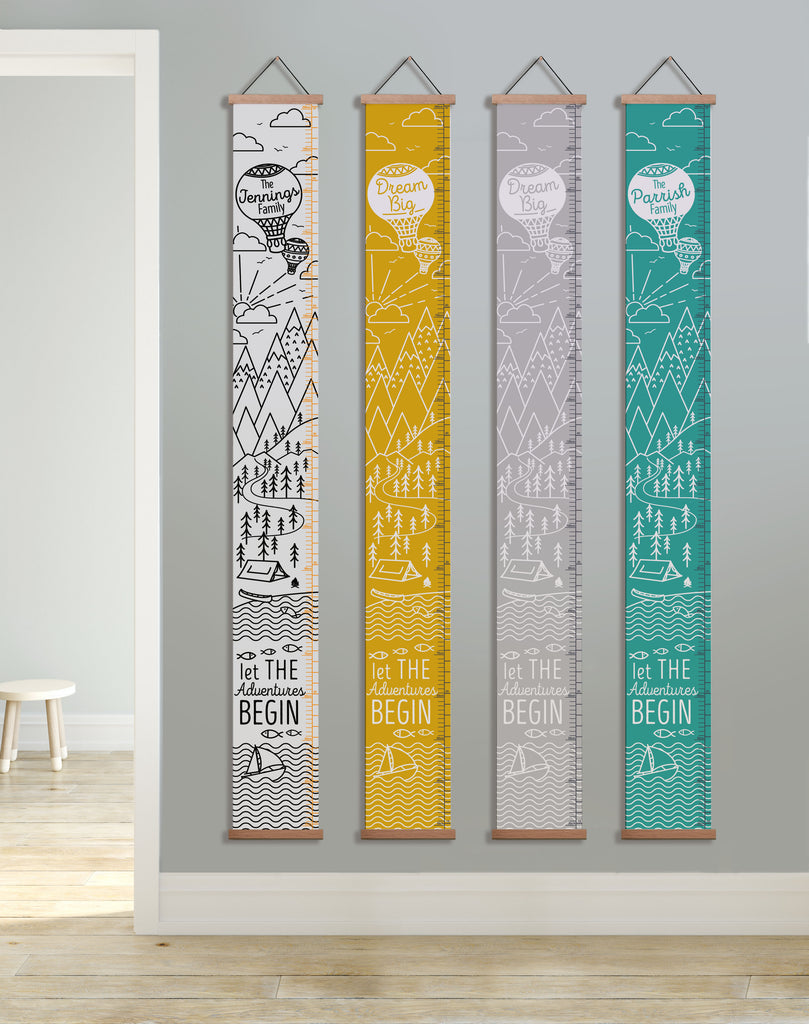 Personalised Family Mountain Adventure Canvas Height Chart