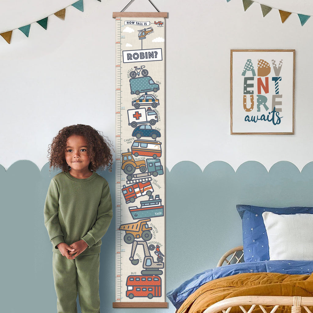 Personalised Transport Tower Canvas Height Chart