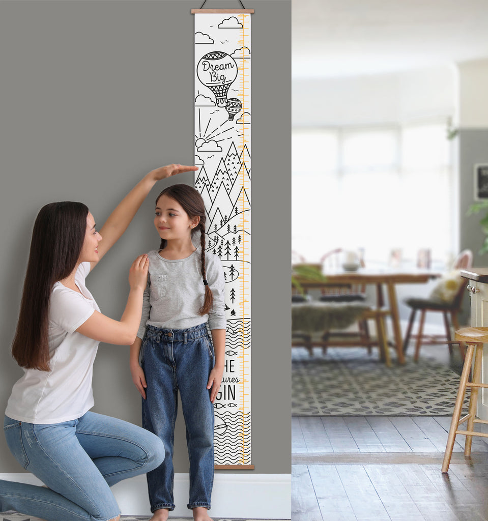 Personalised Family Mountain Adventure Canvas Height Chart