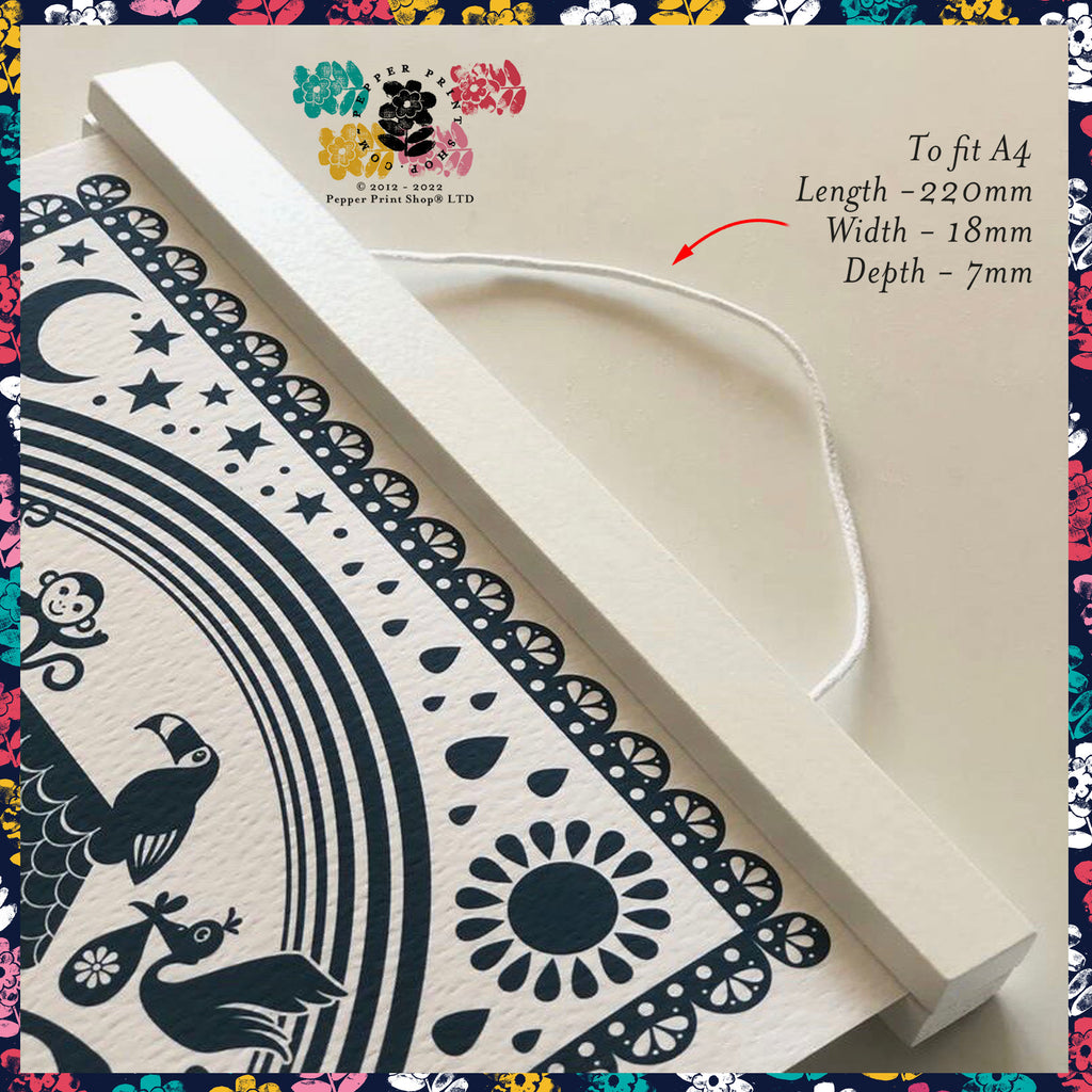 Magnetic White Wooden Poster Hanger, To Fit A4 Picture