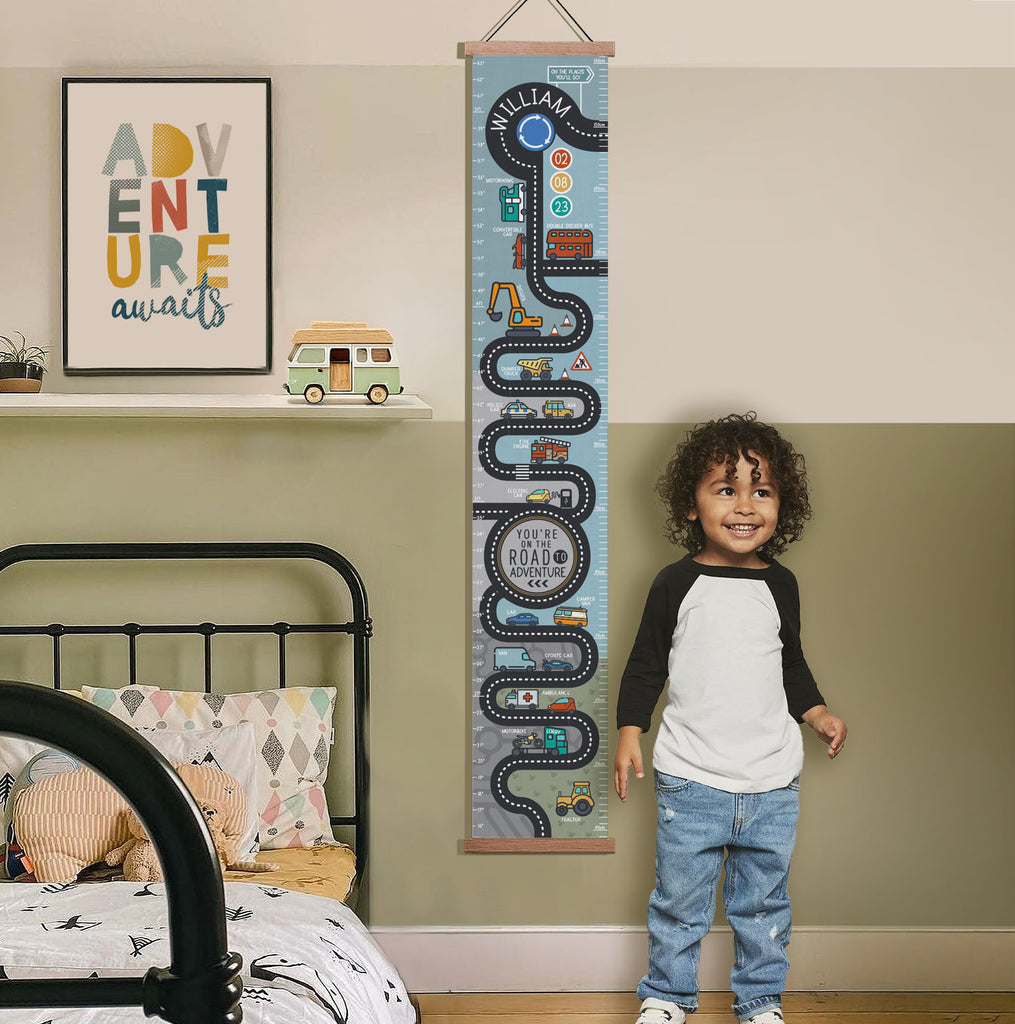 Personalised Transport Road Map Canvas Height Chart