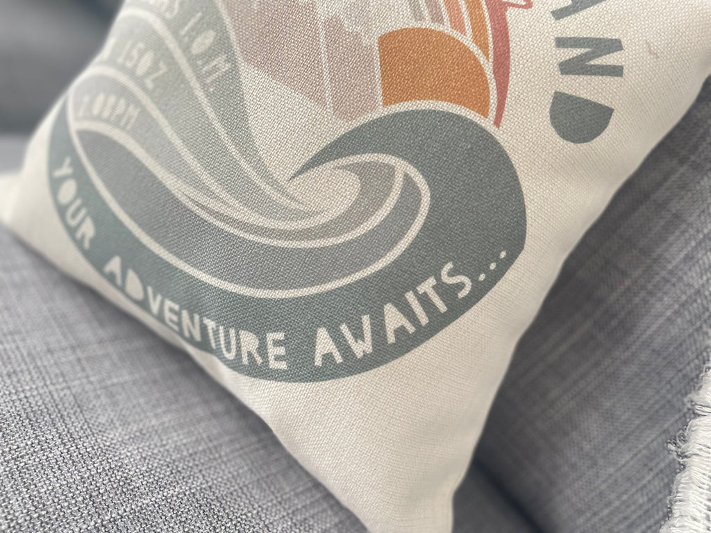 Personalised Christening Mountain Adventure Cushion