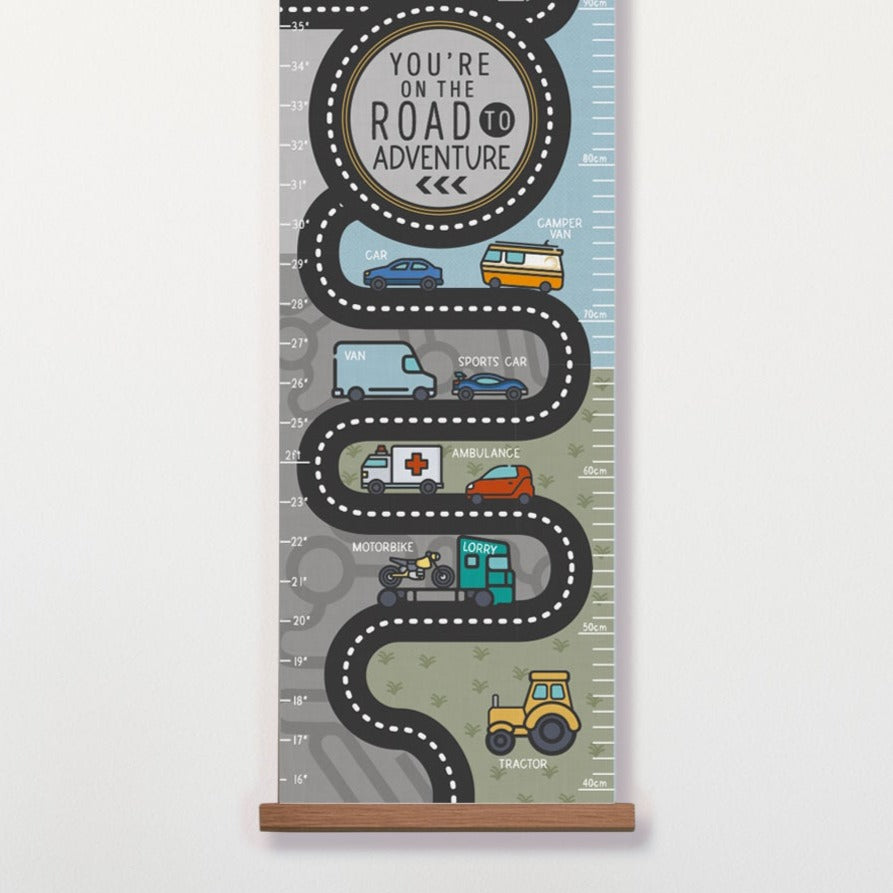 Personalised Transport Road Map Canvas Height Chart