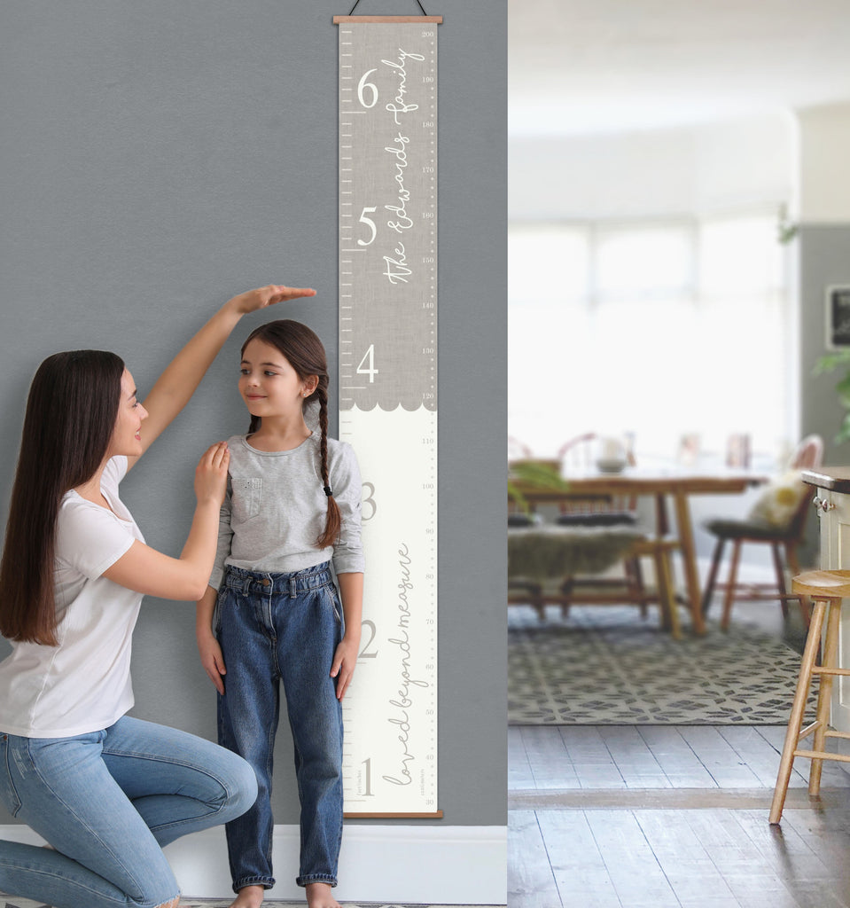 Personalised 6ft Scallop Loved Beyond Measure Canvas Height Chart