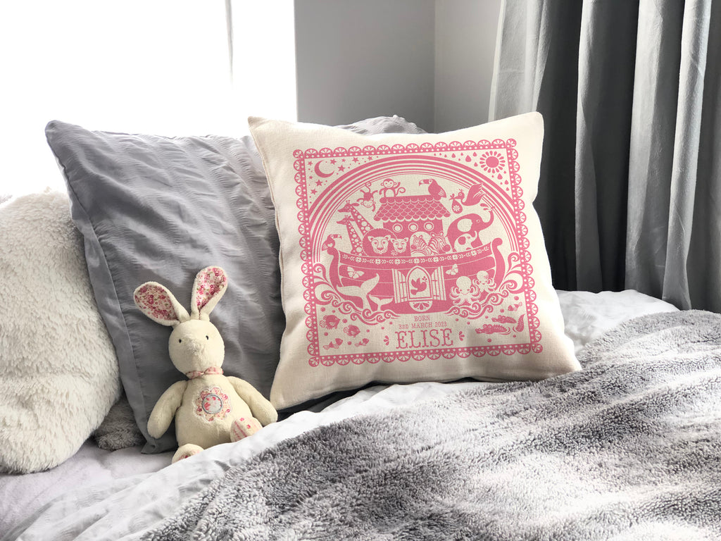 Personalised Christening Noah's Ark Cushion