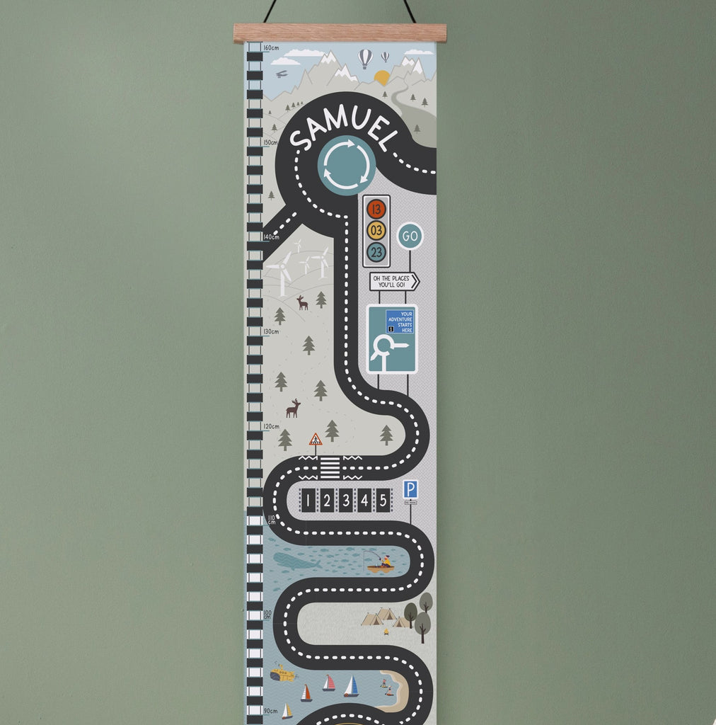 Personalised Adventure Road Map Canvas Height Chart