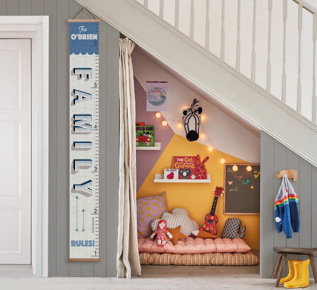 Personalised 'Our Family Rules!' Canvas Height Chart