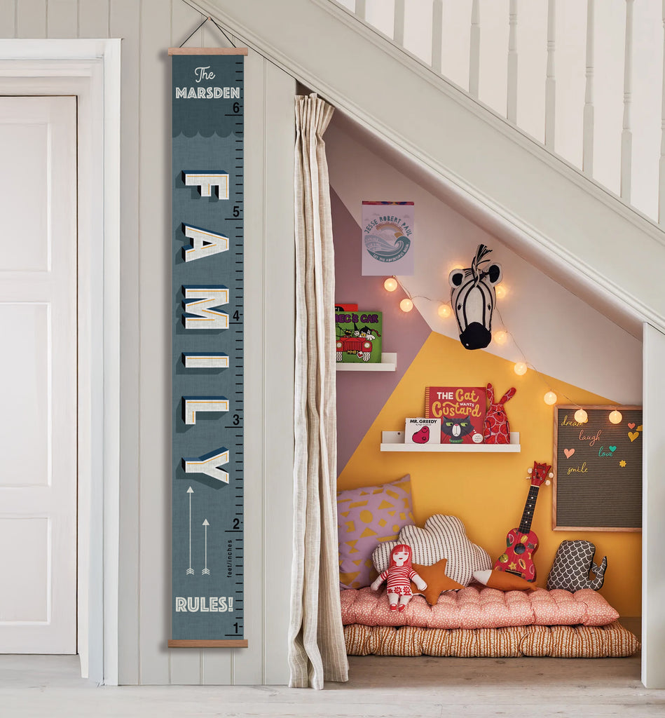 Personalised 'Our Family Rules!' Canvas Height Chart
