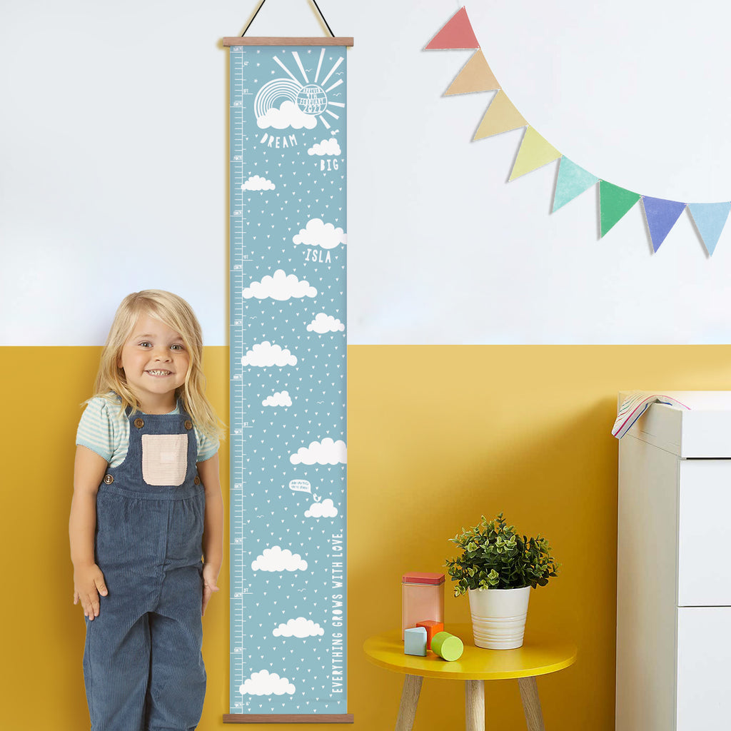 Personalised Dream Big Cloud Canvas Height Chart