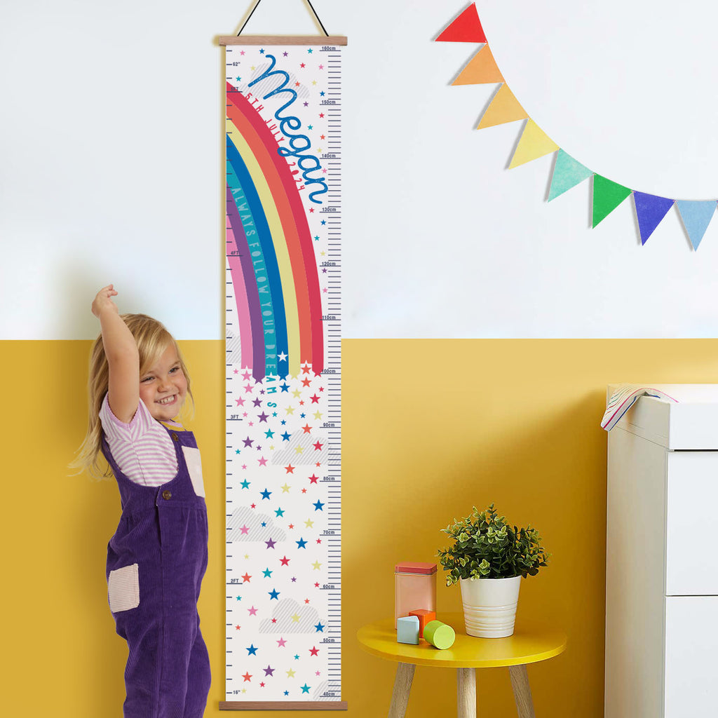 Personalised Pastel Rainbow Canvas Height Chart