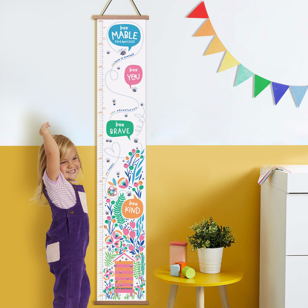 Personalised Bee You Flower Canvas Height Chart