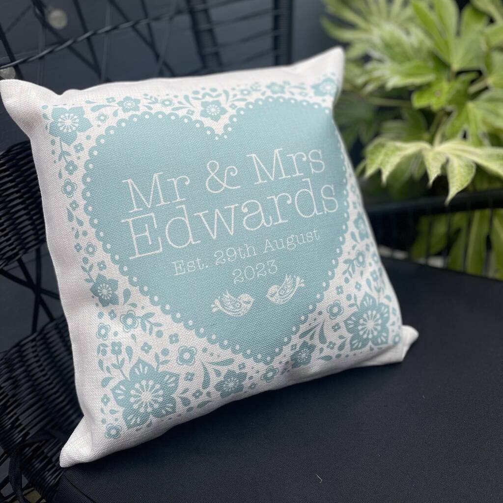 Personalised Wedding Anniversary Floral Heart Cushion