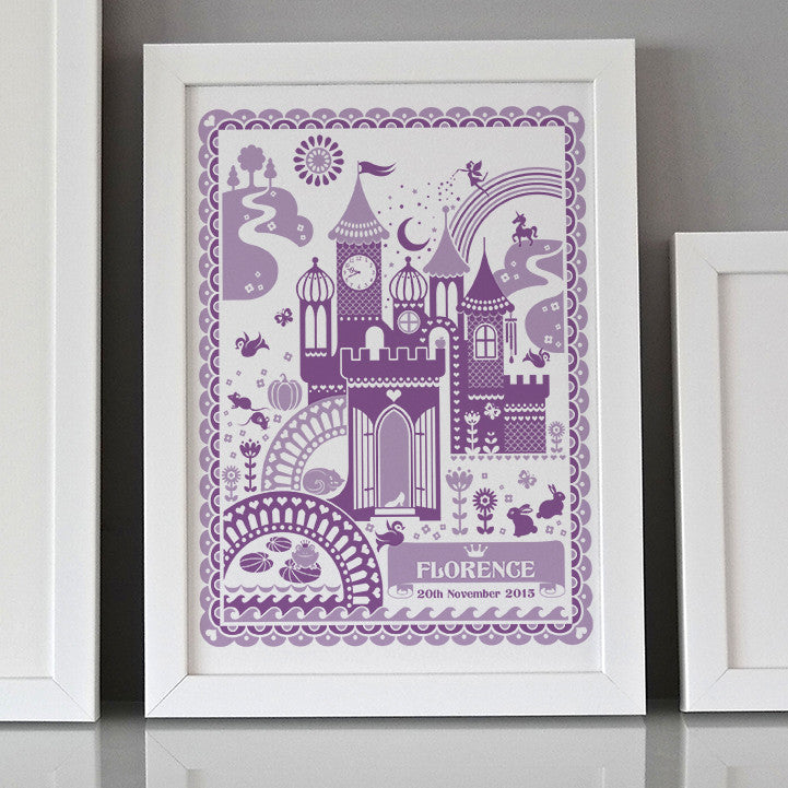 Personalised New Baby Princess Castle Print
