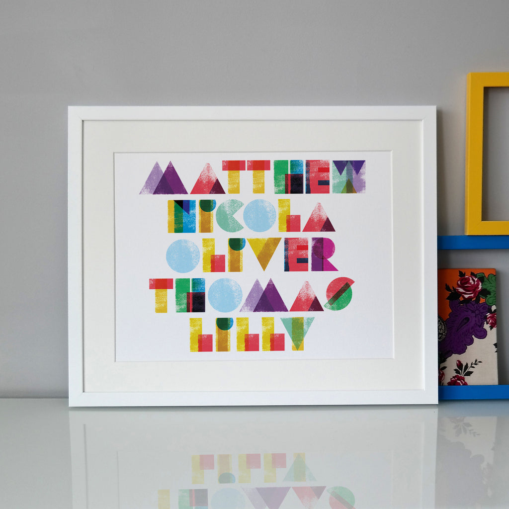 Personalised Typographic Family Names Print