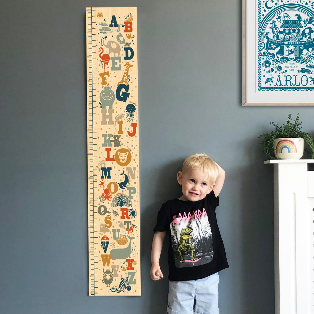 Animal Alphabet wooden height chart