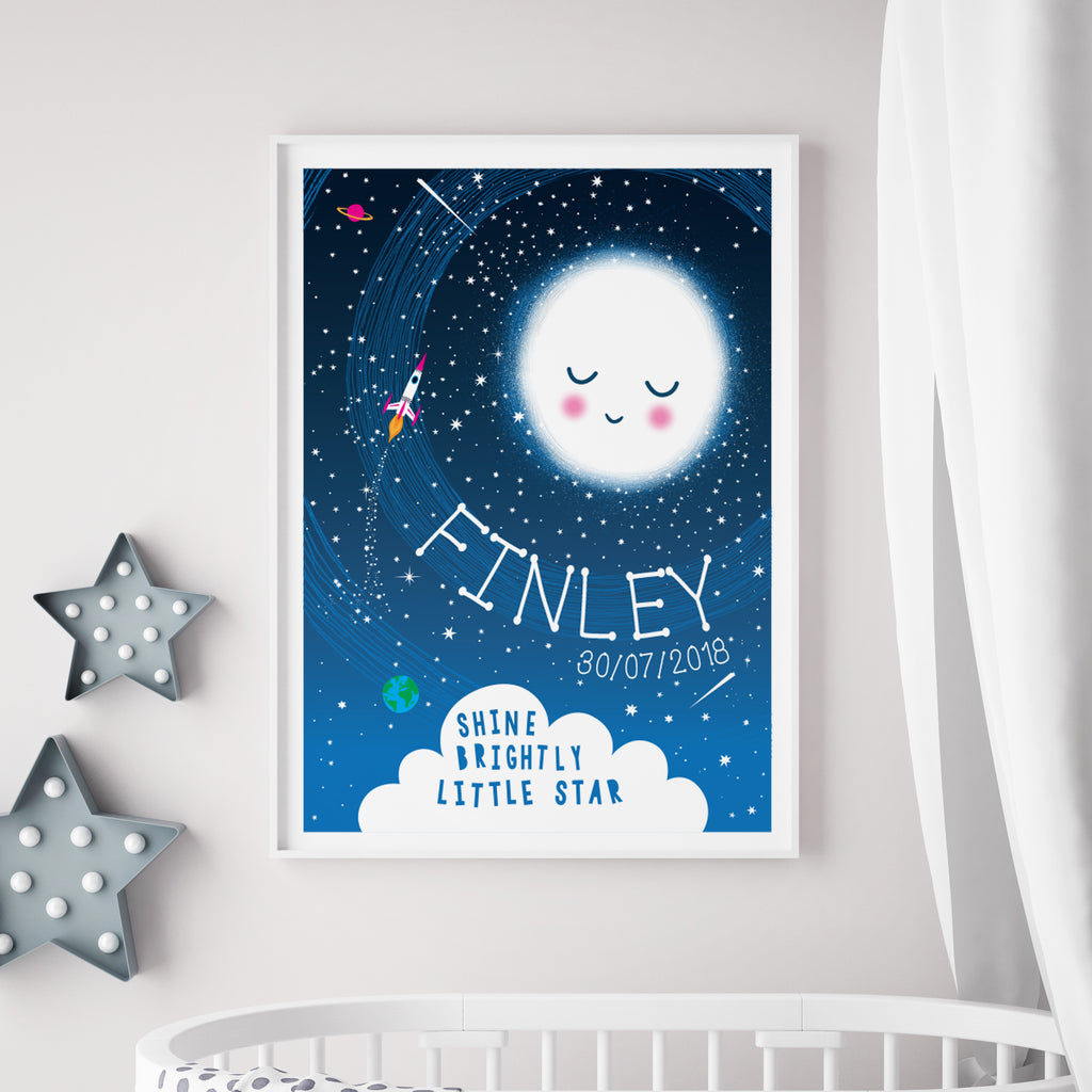 Personalised Reach For The Stars Space Print