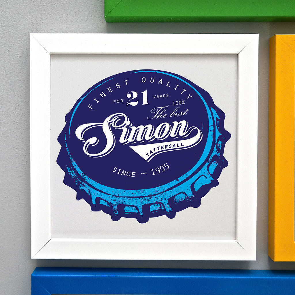 Personalised Birthday Beer Bottle Top Print