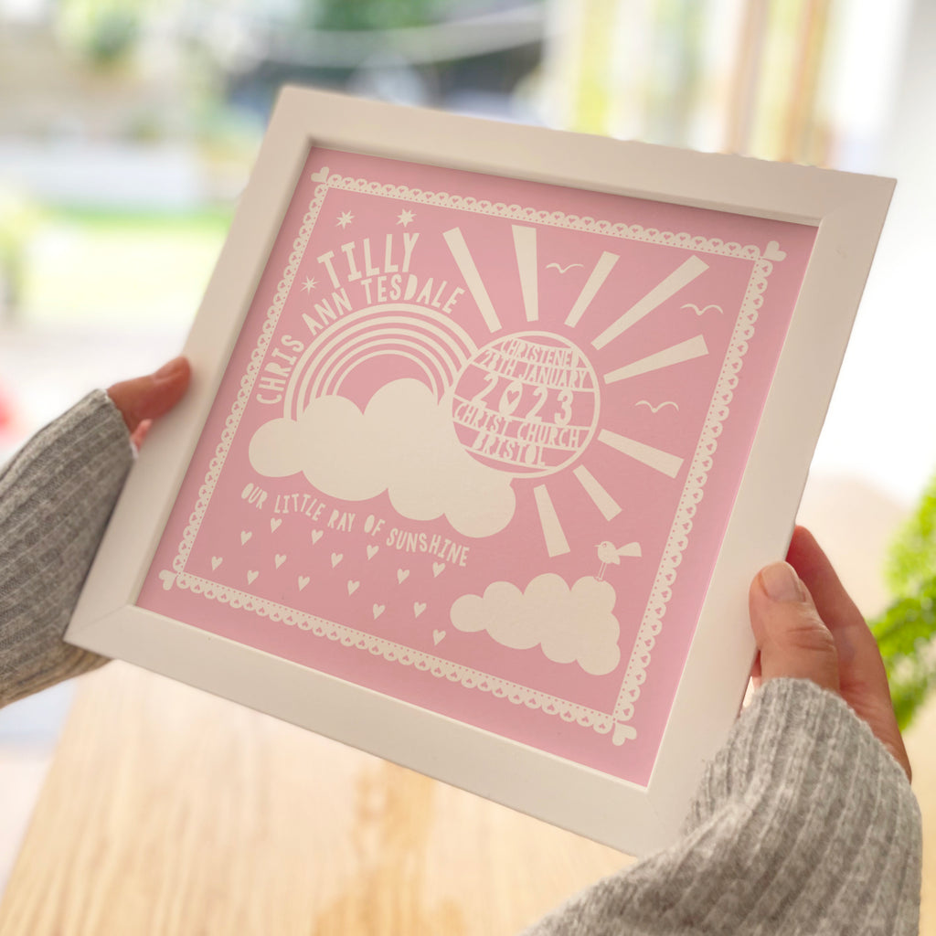 Framed Christening Sunshine Print
