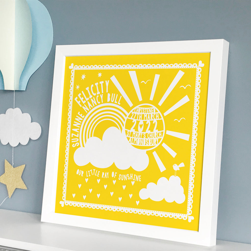 Framed Christening Sunshine Print