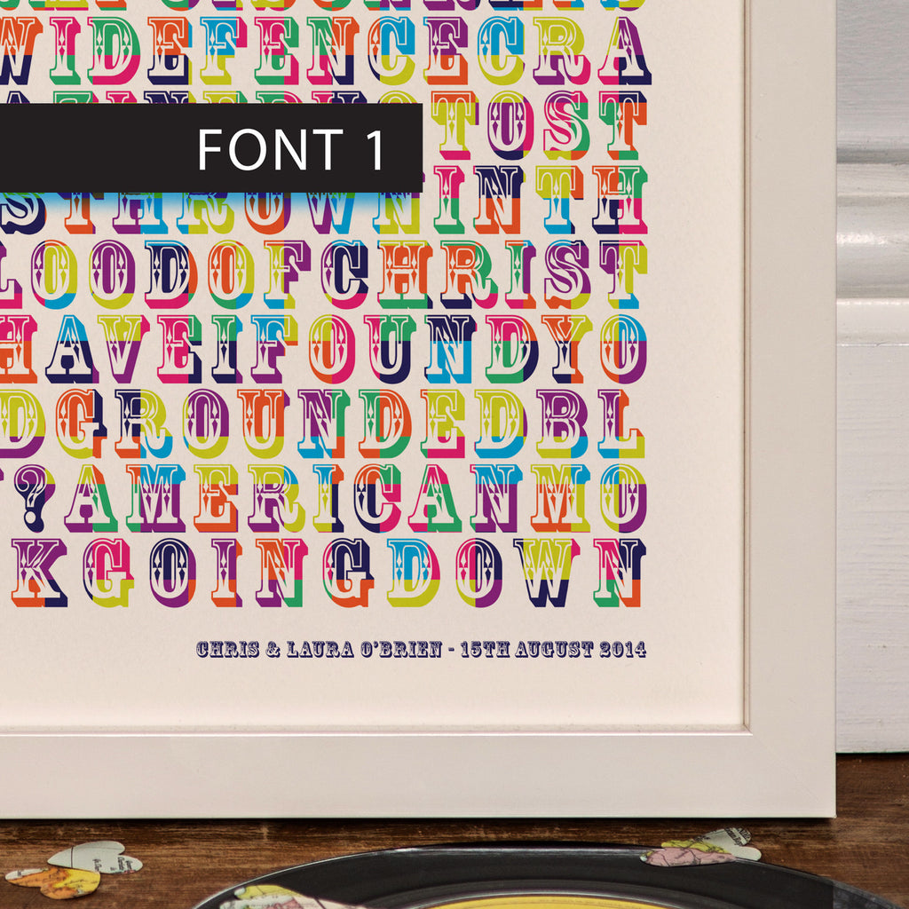 Personalised 'Our Song' Typographic Lyric Print