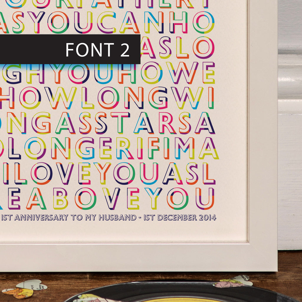 Personalised 'Our Song' Typographic Lyric Print