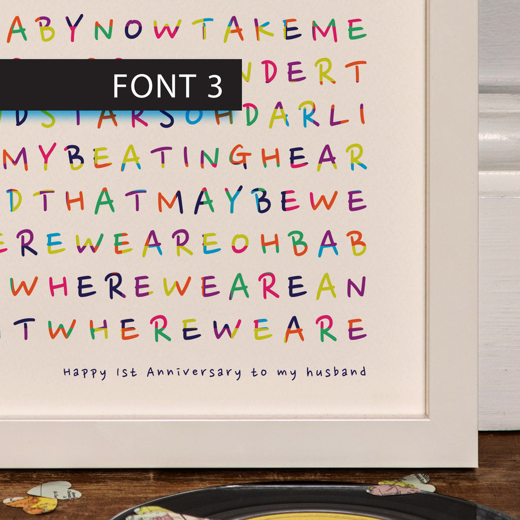 Personalised 'Our Song' Typographic Lyric Print