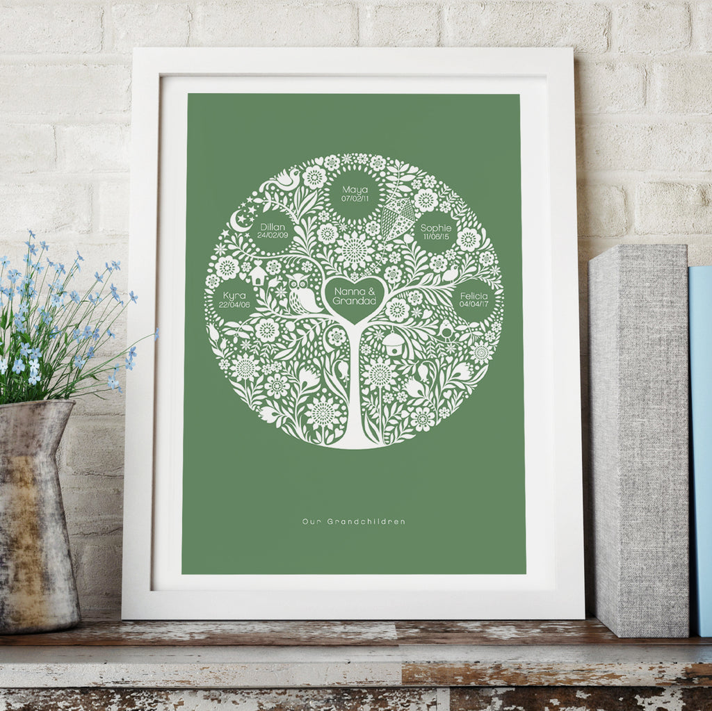 Personalised Grandchildren Family Tree Print