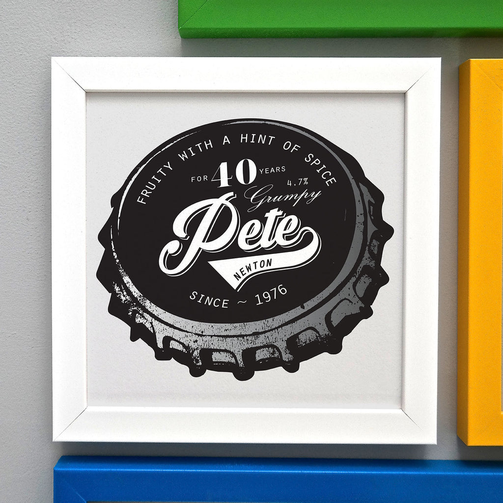 Personalised Birthday Beer Bottle Top Print