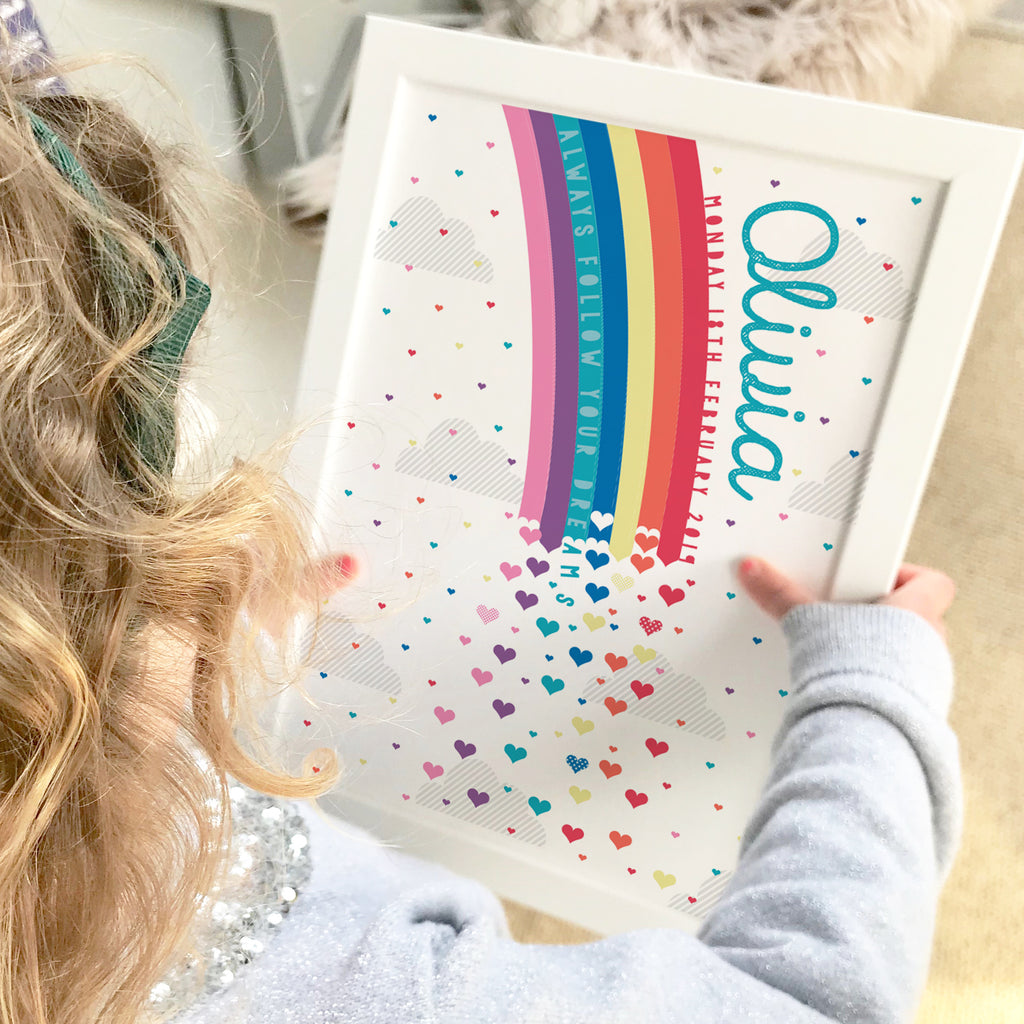 Personalised Rainbow New Baby Print