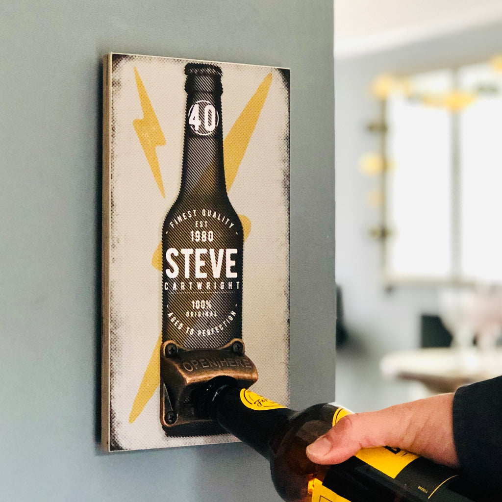 Personalised Birthday Bottle Opener Wall Plaque