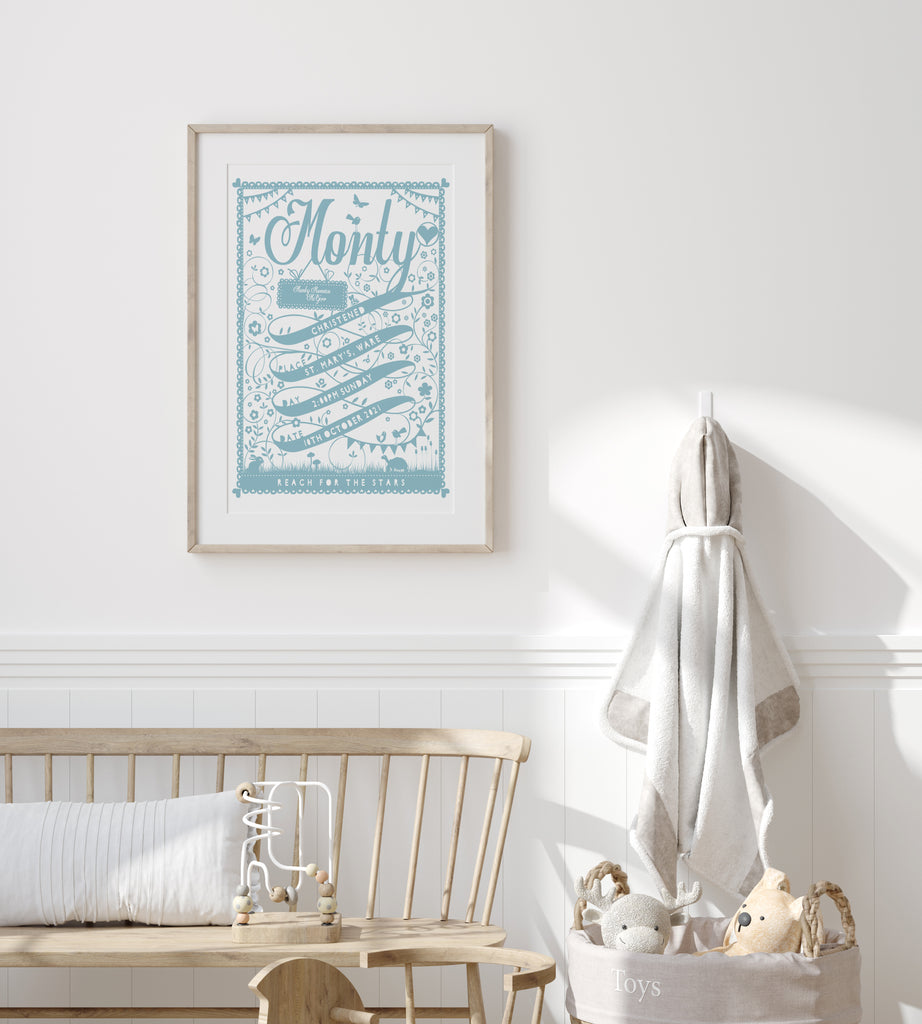 Personalised Ribbon Christening Print