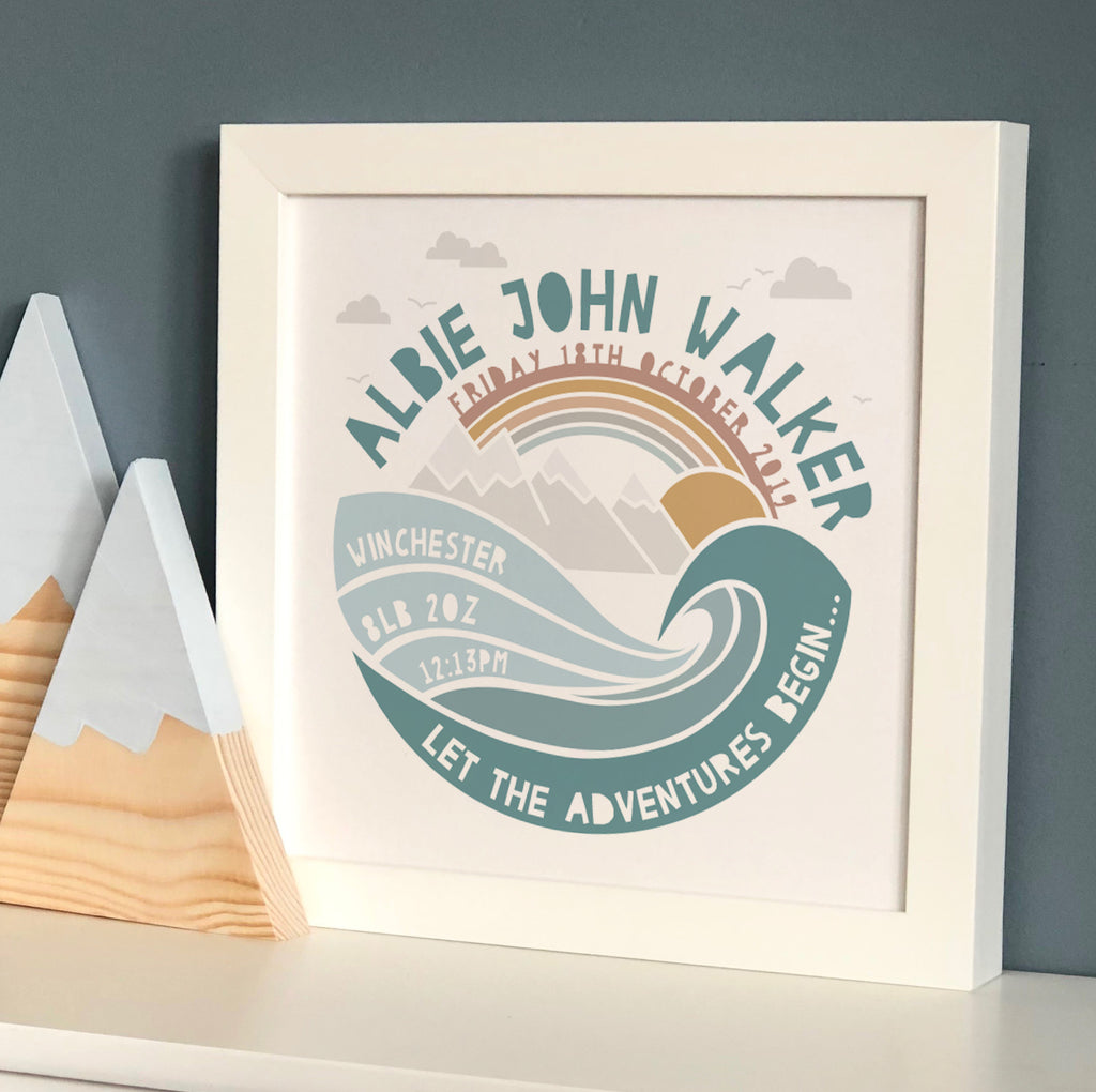 Framed New Baby Adventure Personalised Print