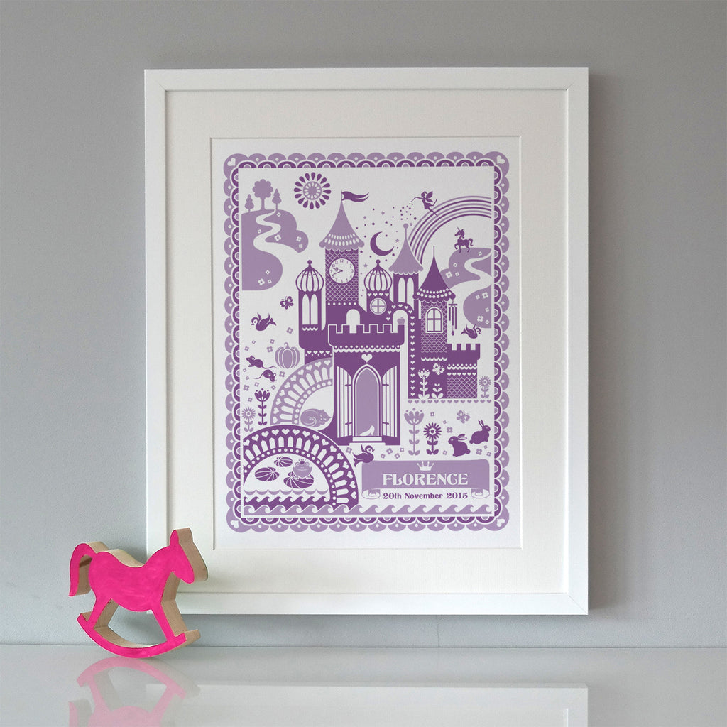 Personalised New Baby Princess Castle Print