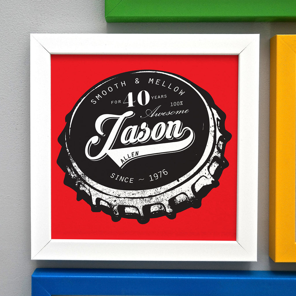 Personalised Birthday Beer Bottle Top Print