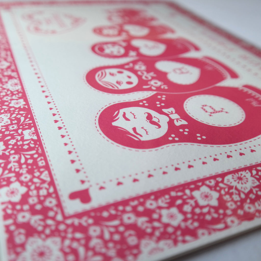 Personalised Cross Stitch Russian Doll Family Print