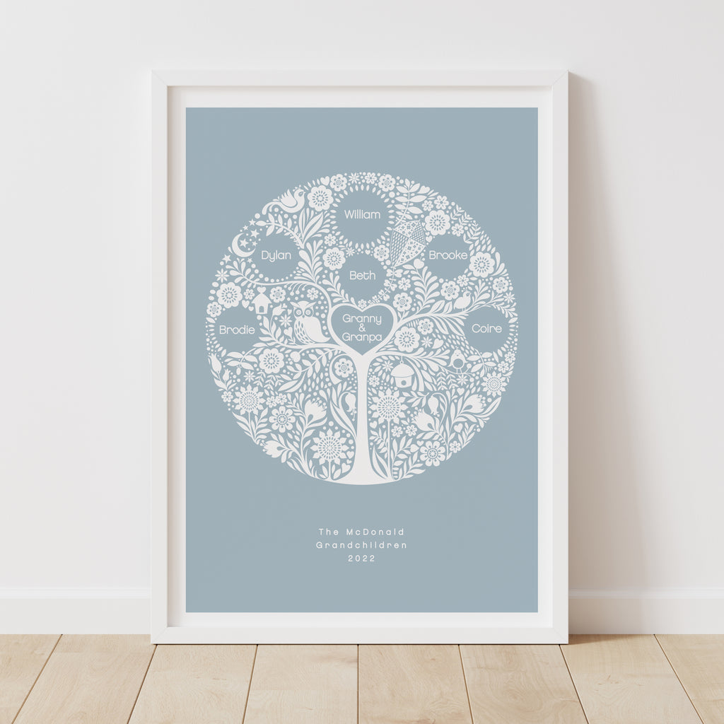 Personalised Grandchildren Family Tree Print