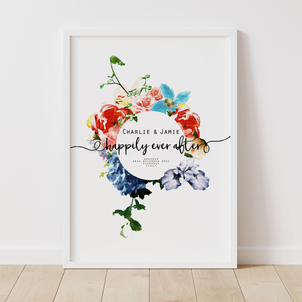 Personalised Happily Ever After Engagement Print