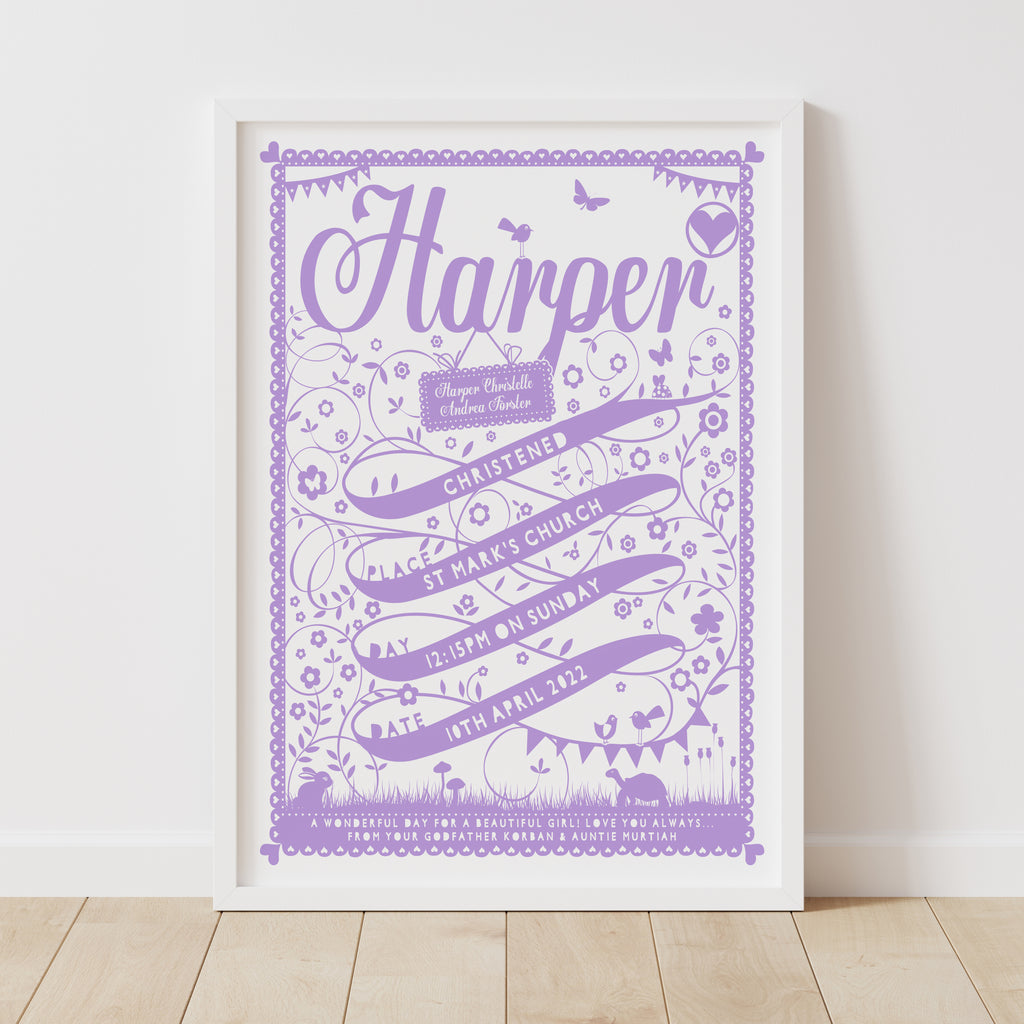 Personalised Ribbon Christening Print