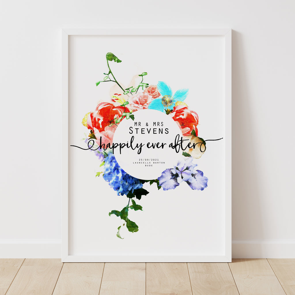 Personalised Happily Ever After Wedding or Anniversary Print