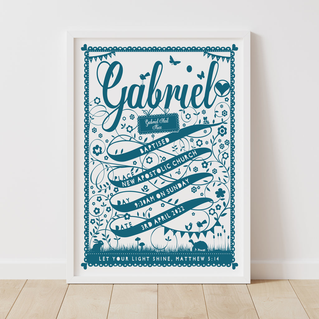 Personalised Ribbon Christening Print