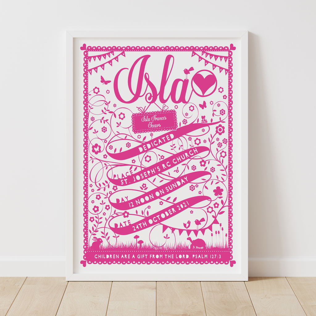 Personalised Ribbon Christening Print