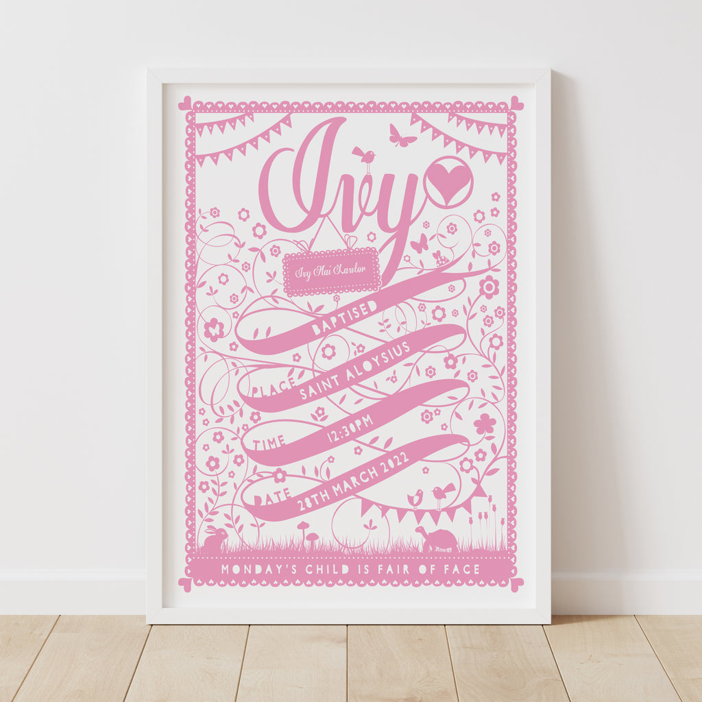 Personalised Ribbon Christening Print