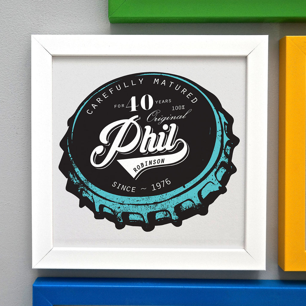 Personalised Birthday Beer Bottle Top Print