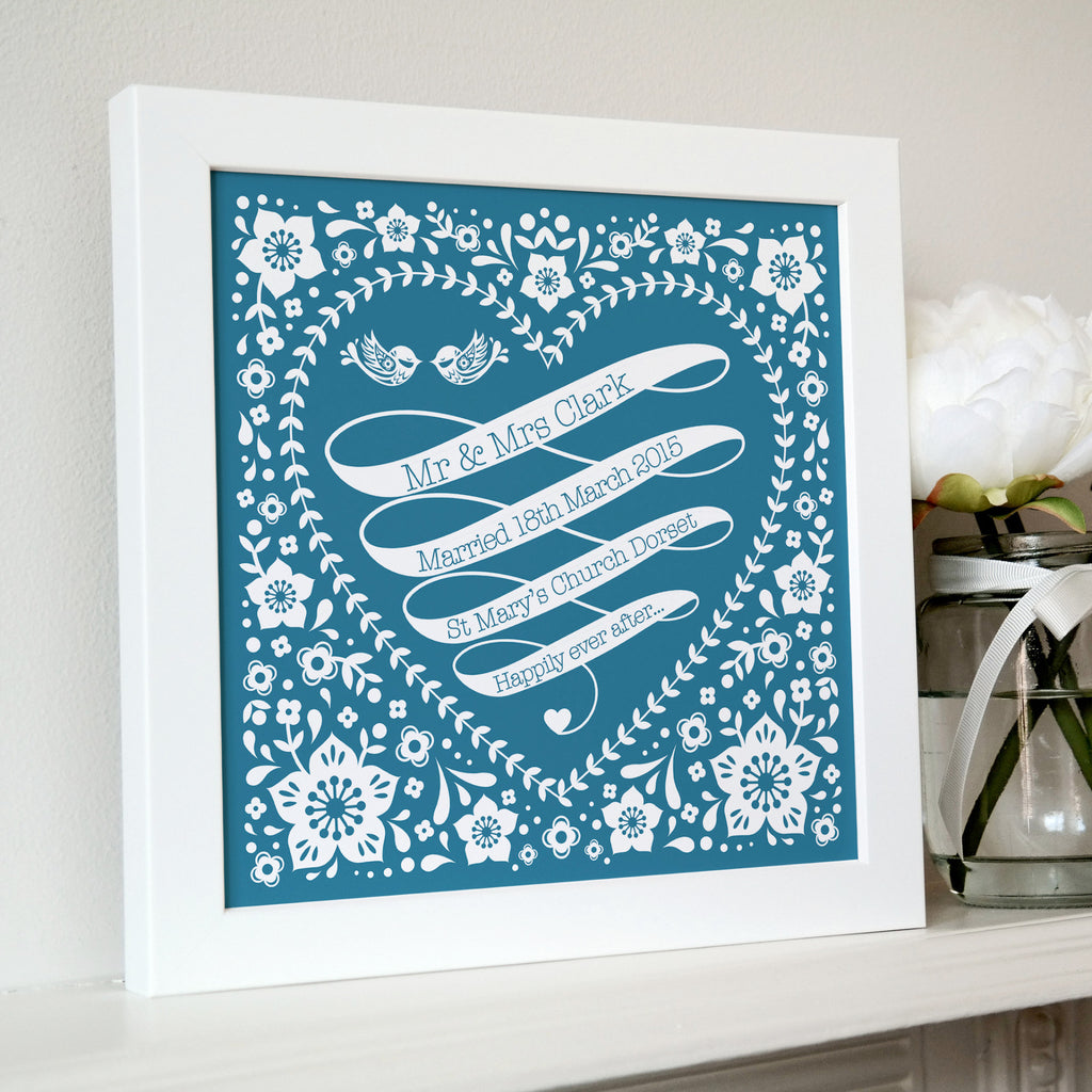 Framed Wedding Ribbon Personalised Print