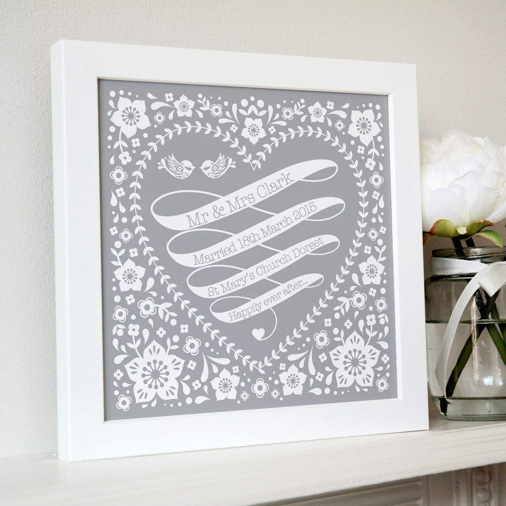 Framed Wedding Ribbon Personalised Print