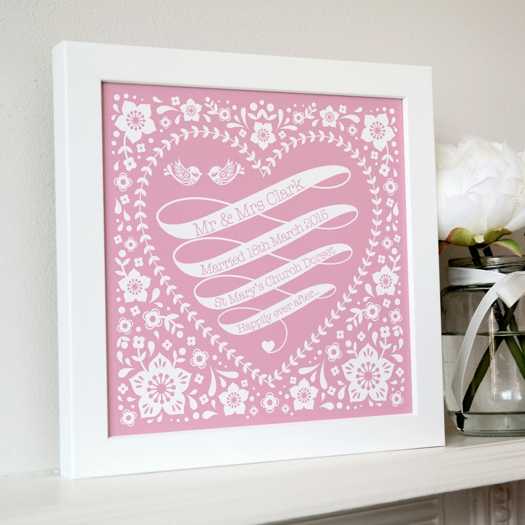 Framed Wedding Ribbon Personalised Print