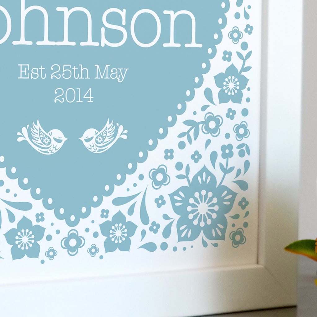 Framed Wedding Heart Personalised Print