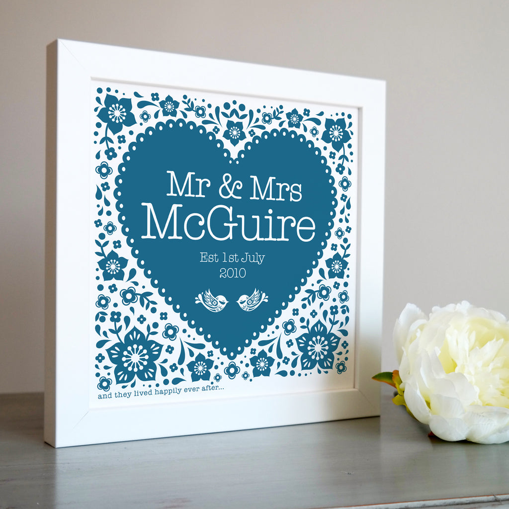 Framed Wedding Heart Personalised Print