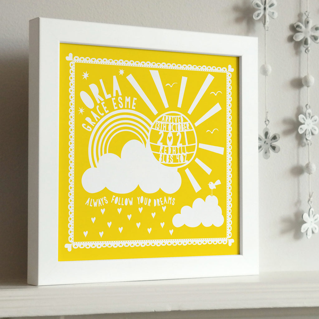 Framed New Baby Sunshine Print