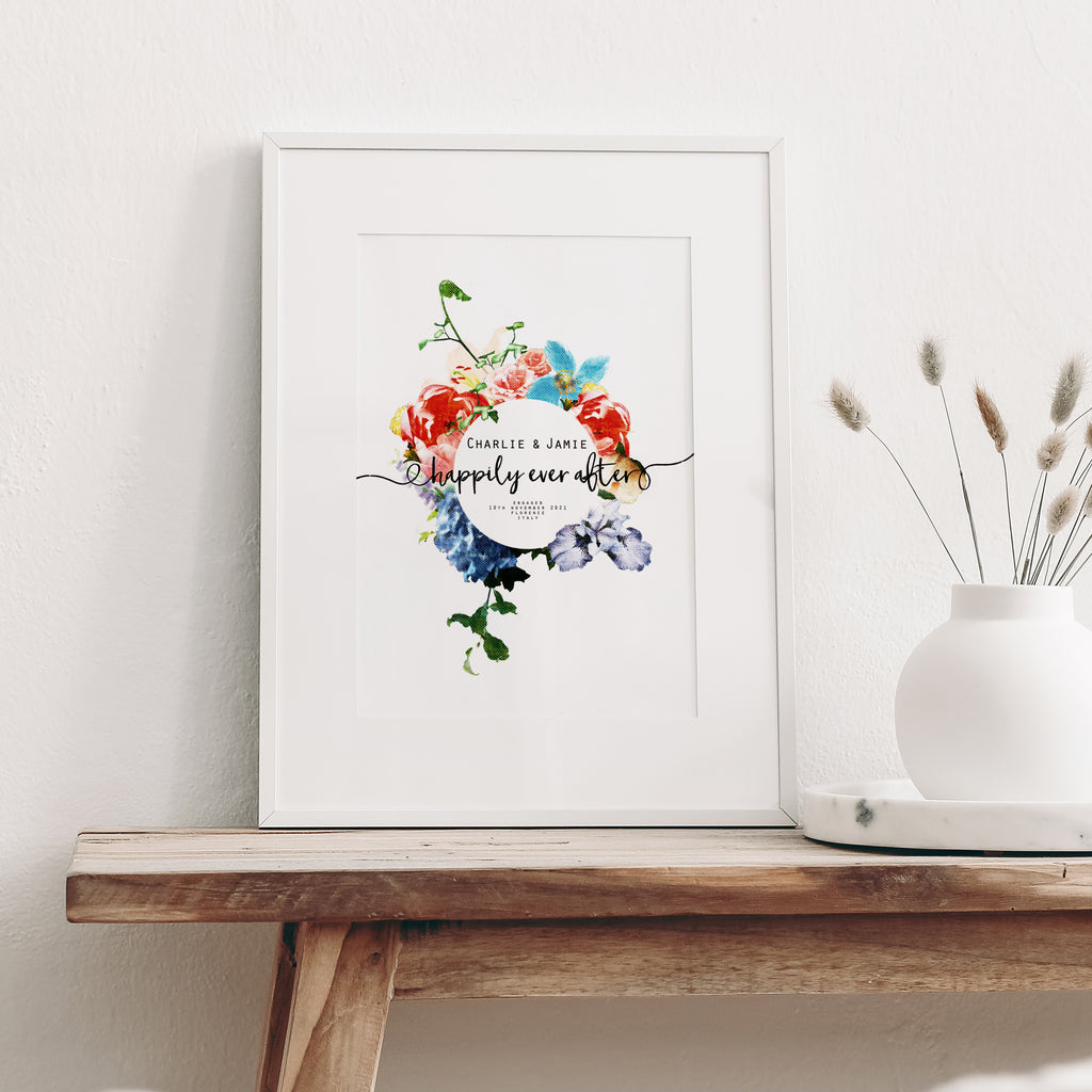Personalised Happily Ever After Engagement Print